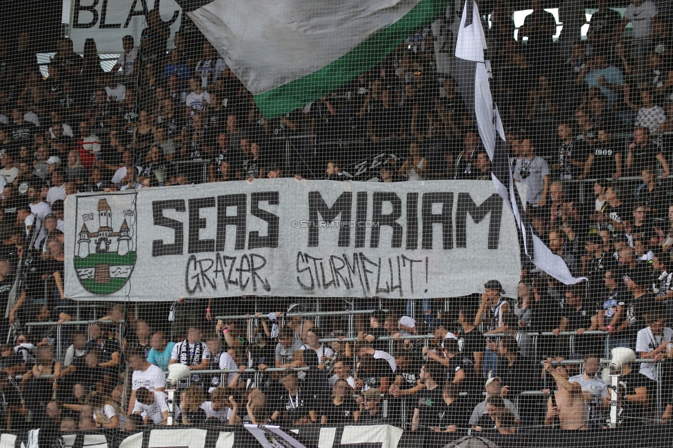 Sturm Graz - Austria Klagenfurt
Oesterreichische Fussball Bundesliga, 7. Runde, SK Sturm Graz - SK Austria Klagenfurt, Stadion Liebenau Graz, 12.09.2021. 

Foto zeigt Fans von Sturm mit einem Spruchband
Schlüsselwörter: baby sturmflut