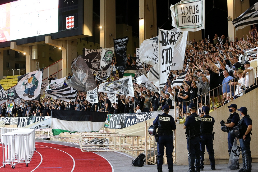 Monaco - Sturm Graz
UEFA Europa League Gruppenphase 1. Spieltag, AS Monaco - SK Sturm Graz, Stade Louis II, Monaco, 16.09.2021. 

Foto zeigt Fans von Sturm
