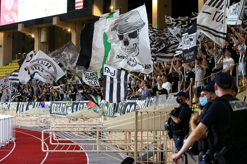 Monaco - Sturm Graz
UEFA Europa League Gruppenphase 1. Spieltag, AS Monaco - SK Sturm Graz, Stade Louis II, Monaco, 16.09.2021. 

Foto zeigt Fans von Sturm
