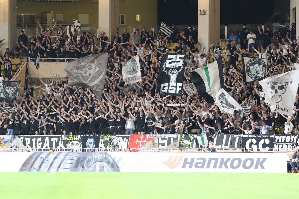 Monaco - Sturm Graz
UEFA Europa League Gruppenphase 1. Spieltag, AS Monaco - SK Sturm Graz, Stade Louis II, Monaco, 16.09.2021. 

Foto zeigt Fans von Sturm
