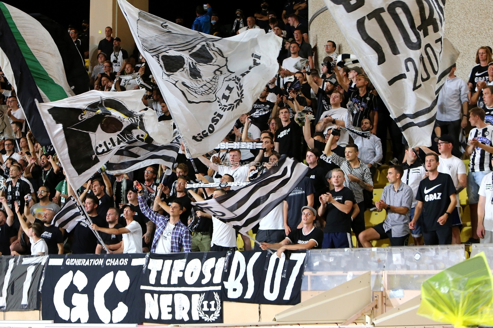 Monaco - Sturm Graz
UEFA Europa League Gruppenphase 1. Spieltag, AS Monaco - SK Sturm Graz, Stade Louis II, Monaco, 16.09.2021. 

Foto zeigt Fans von Sturm
