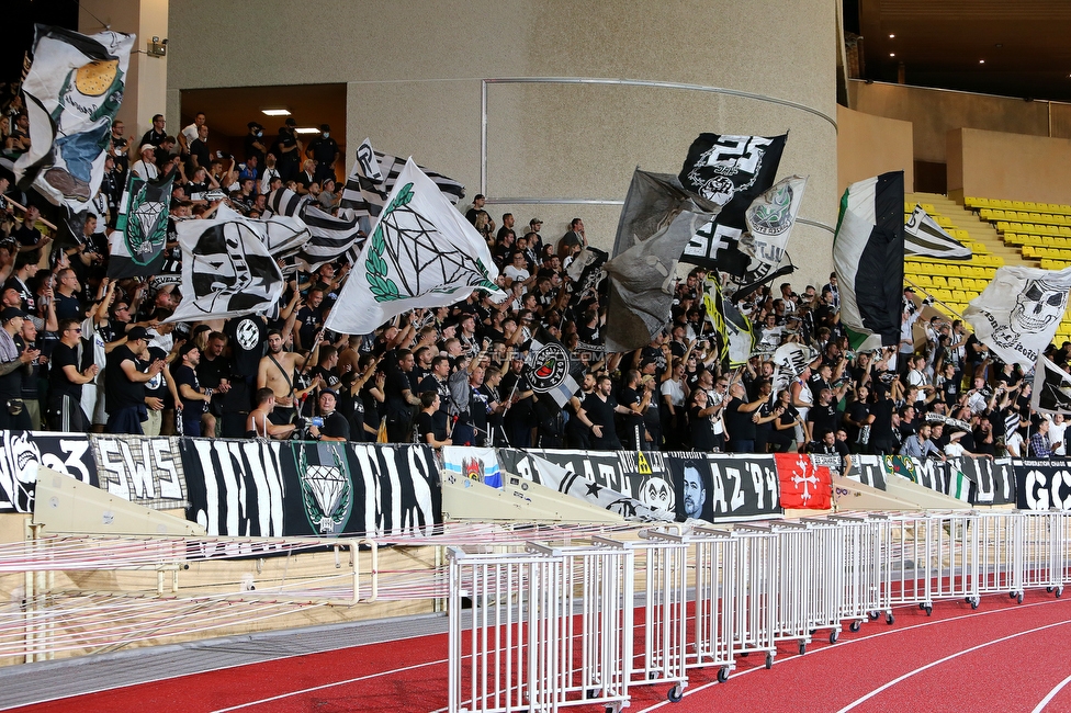 Monaco - Sturm Graz
UEFA Europa League Gruppenphase 1. Spieltag, AS Monaco - SK Sturm Graz, Stade Louis II, Monaco, 16.09.2021. 

Foto zeigt Fans von Sturm
