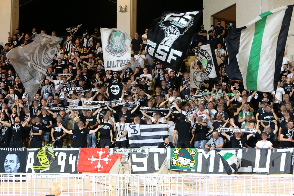 Monaco - Sturm Graz
UEFA Europa League Gruppenphase 1. Spieltag, AS Monaco - SK Sturm Graz, Stade Louis II, Monaco, 16.09.2021. 

Foto zeigt Fans von Sturm
Schlüsselwörter: schals