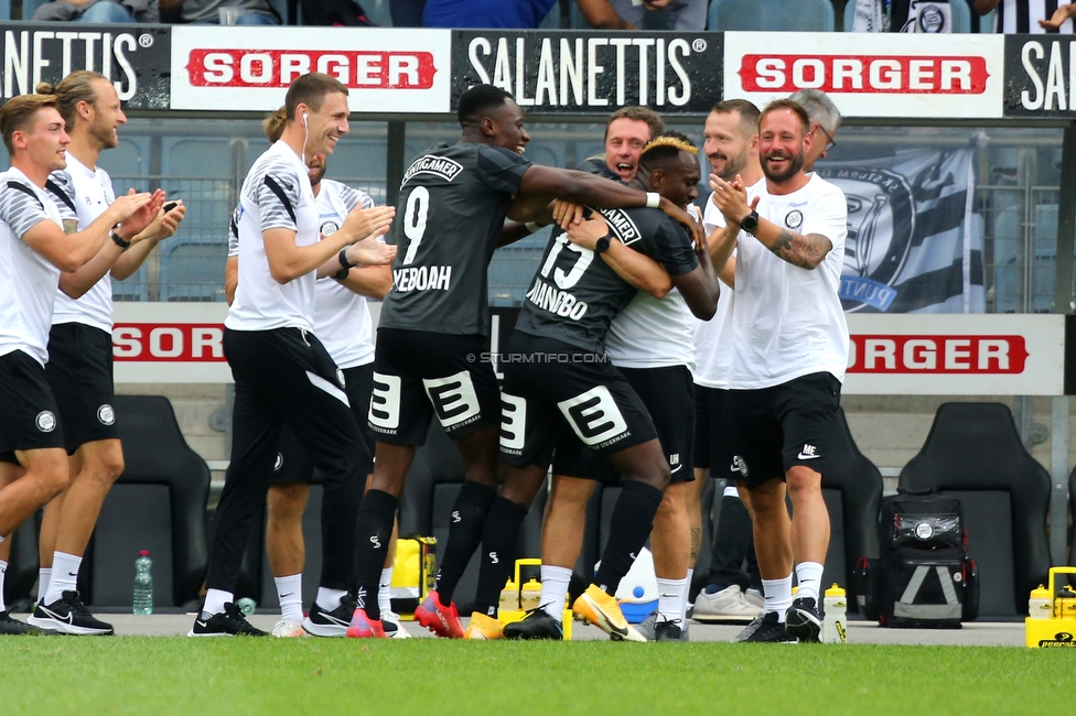 Sturm Graz - WSG Tirol
Oesterreichische Fussball Bundesliga, 8. Runde, SK Sturm Graz - WSG Tirol, Stadion Liebenau Graz, 19.09.2021. 

Foto zeigt Anderson Niangbo (Sturm)
Schlüsselwörter: torjubel