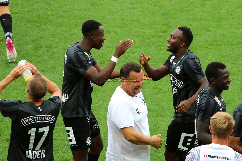 Sturm Graz - WSG Tirol
Oesterreichische Fussball Bundesliga, 8. Runde, SK Sturm Graz - WSG Tirol, Stadion Liebenau Graz, 19.09.2021. 

Foto zeigt Kelvin Yeboah (Sturm) und Anderson Niangbo (Sturm)
Schlüsselwörter: torjubel