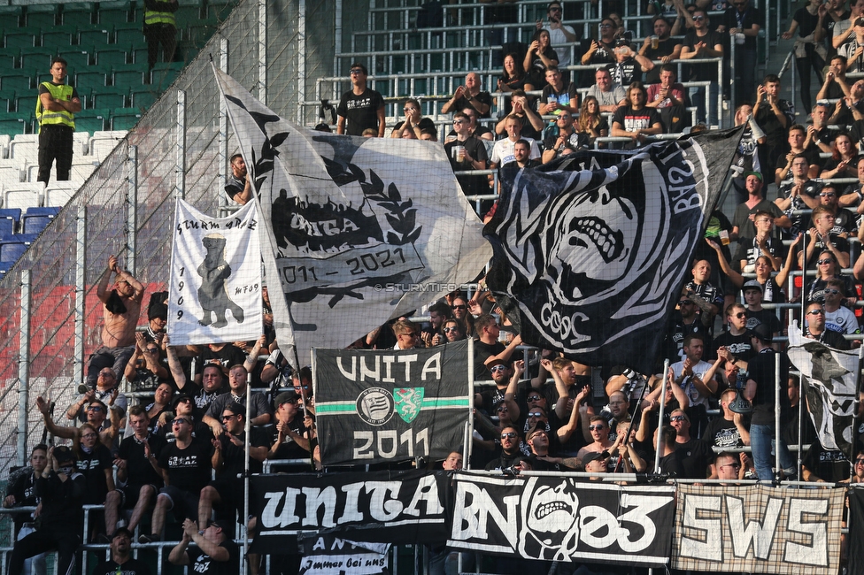 Rapid Wien - Sturm Graz
Oesterreichische Fussball Bundesliga, 9. Runde, SK Rapid Wien - SK Sturm Graz, Weststadion Wien, 26.09.2021. 

Foto zeigt Fans von Sturm
Schlüsselwörter: pyrotechnik