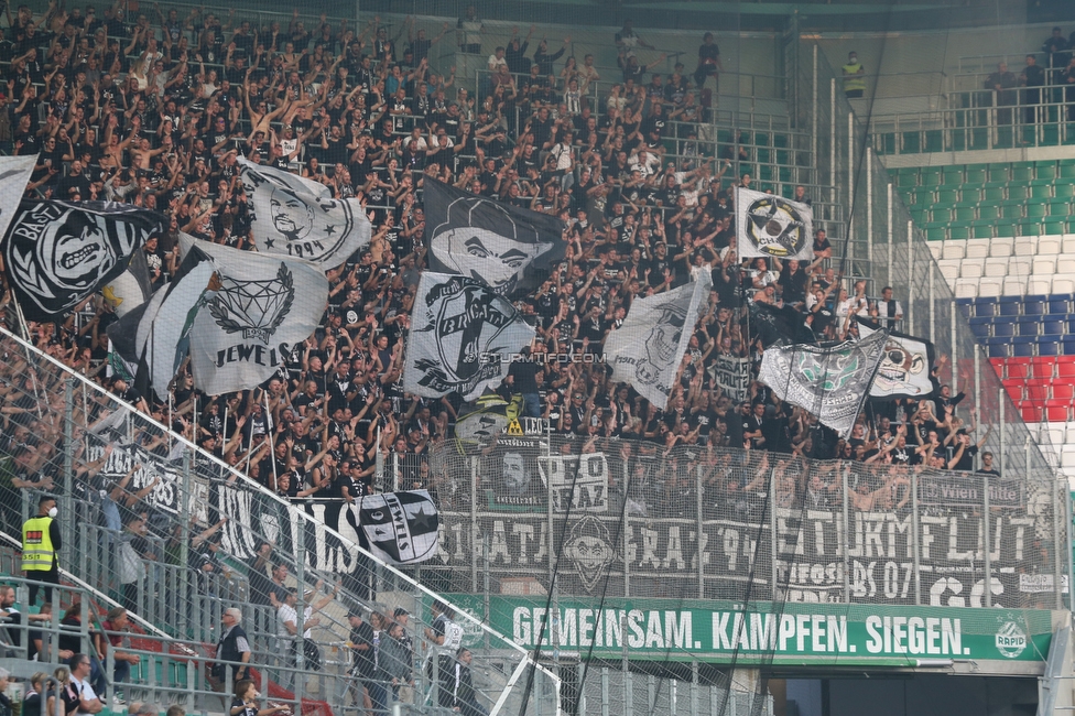 Rapid Wien - Sturm Graz
Oesterreichische Fussball Bundesliga, 9. Runde, SK Rapid Wien - SK Sturm Graz, Weststadion Wien, 26.09.2021. 

Foto zeigt Fans von Sturm
