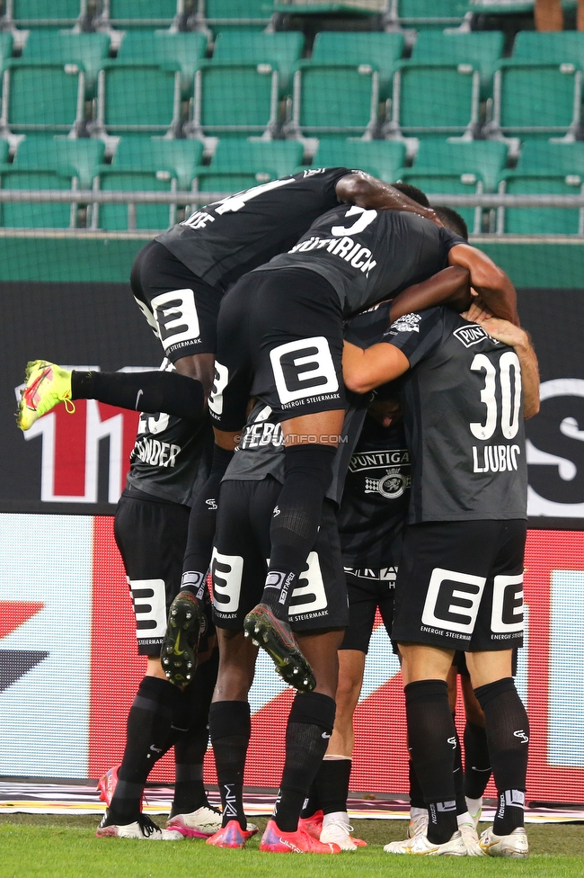 Rapid Wien - Sturm Graz
Oesterreichische Fussball Bundesliga, 9. Runde, SK Rapid Wien - SK Sturm Graz, Weststadion Wien, 26.09.2021. 

Foto zeigt die Mannschaft von Sturm
Schlüsselwörter: torjubel