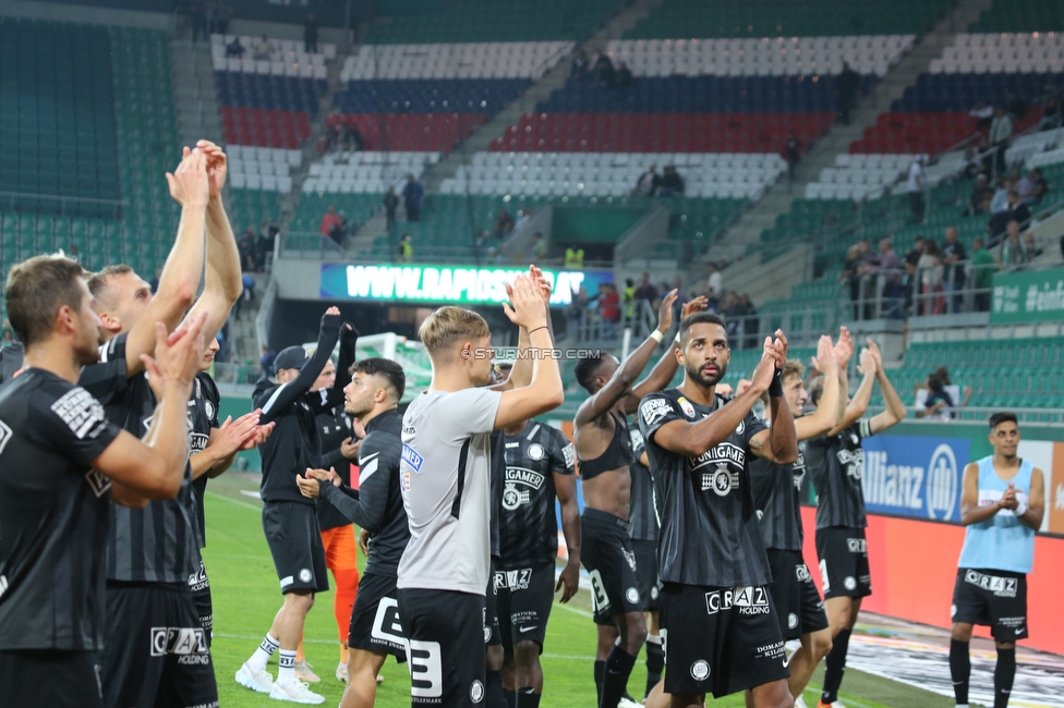 Rapid Wien - Sturm Graz
Oesterreichische Fussball Bundesliga, 9. Runde, SK Rapid Wien - SK Sturm Graz, Weststadion Wien, 26.09.2021. 

Foto zeigt die Mannschaft von Sturm
Schlüsselwörter: jubel