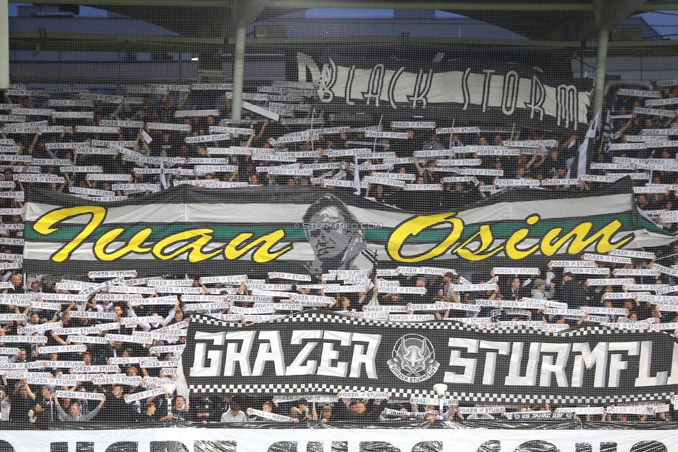 Sturm Graz - Eindhoven
UEFA Europa League Gruppenphase 2. Spieltag, SK Sturm Graz - PSV Eindhoven, Stadion Liebenau, Graz, 30.09.2021. 

Foto zeigt Fans von Sturm mit einer Choreografie
