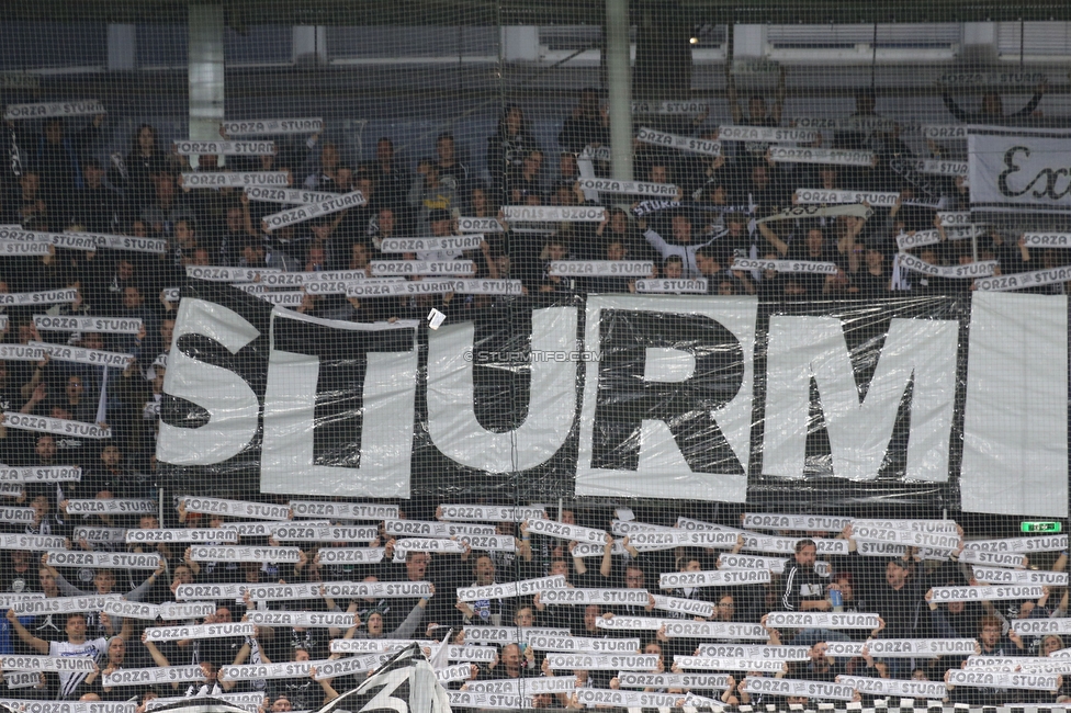 Sturm Graz - Eindhoven
UEFA Europa League Gruppenphase 2. Spieltag, SK Sturm Graz - PSV Eindhoven, Stadion Liebenau, Graz, 30.09.2021. 

Foto zeigt Fans von Sturm mit einer Choreografie
