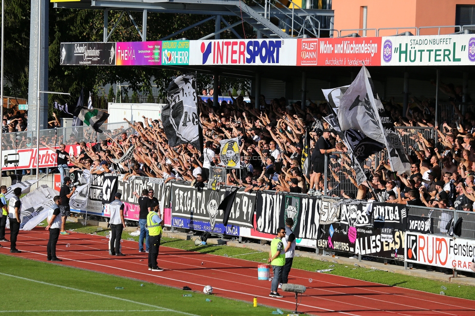 Hartberg - Sturm Graz
Oesterreichische Fussball Bundesliga, 10. Runde, TSV Hartberg - SK Sturm Graz, Arena Hartberg, 03.10.2021. 

Foto zeigt Fans von Sturm
