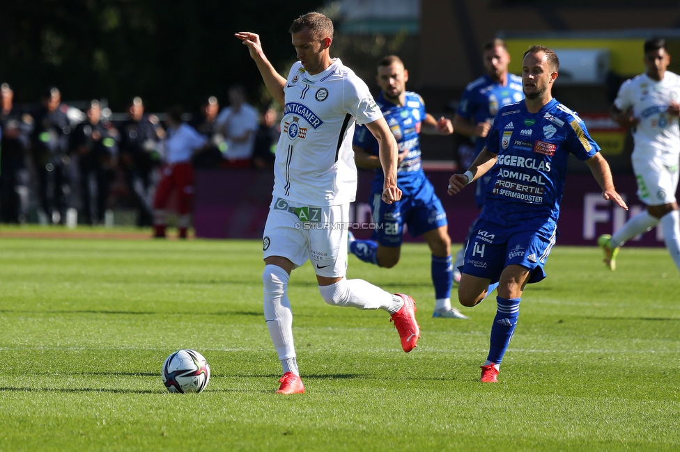 Hartberg - Sturm Graz
Oesterreichische Fussball Bundesliga, 10. Runde, TSV Hartberg - SK Sturm Graz, Arena Hartberg, 03.10.2021. 

Foto zeigt Lukas Jaeger (Sturm)
