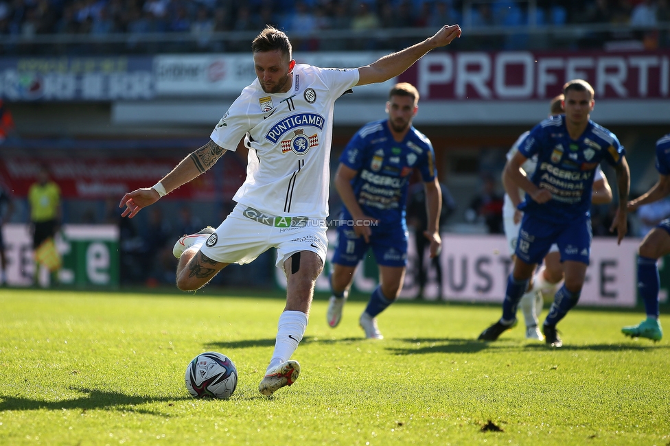 Hartberg - Sturm Graz
Oesterreichische Fussball Bundesliga, 10. Runde, TSV Hartberg - SK Sturm Graz, Arena Hartberg, 03.10.2021. 

Foto zeigt Jakob Jantscher (Sturm)
Schlüsselwörter: elfmeter