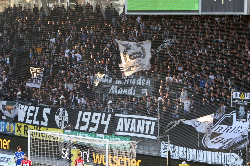 Sturm Graz - Ried
Oesterreichische Fussball Bundesliga, 11. Runde, SK Sturm Graz - SV Ried, Stadion Liebenau Graz, 17.10.2021. 

Foto zeigt Fans von Sturm mit einem Spruchband
Schlüsselwörter: todesfall unita