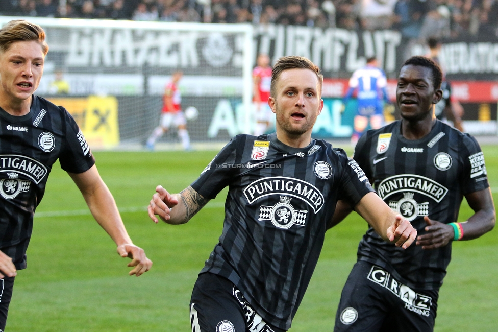 Sturm Graz - Ried
Oesterreichische Fussball Bundesliga, 11. Runde, SK Sturm Graz - SV Ried, Stadion Liebenau Graz, 17.10.2021. 

Foto zeigt Jakob Jantscher (Sturm)
Schlüsselwörter: torjubel