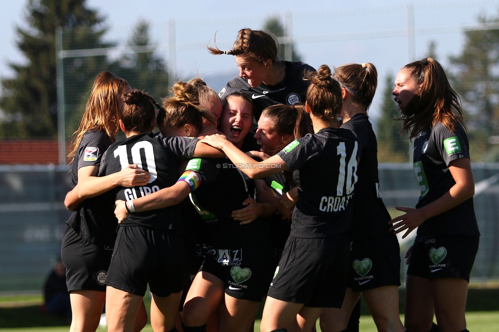 Sturm Damen - St. Poelten
OEFB Frauen Bundesliga, 7. Runde, SK Sturm Graz Damen - SKN St. Poelten Frauen, Trainingszentrum Messendorf, Graz, 17.10.2021. 

Foto zeigt die Mannschaft der Sturm Damen
Schlüsselwörter: torjubel