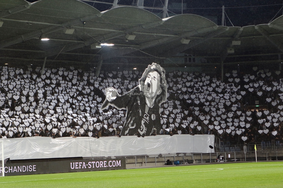 Sturm Graz - Real Sociedad
UEFA Europa League Gruppenphase 3. Spieltag, SK Sturm Graz - Real Sociedad, Stadion Liebenau, Graz, 21.10.2021. 

Foto zeigt Fans von Sturm mit einer Choreografie
