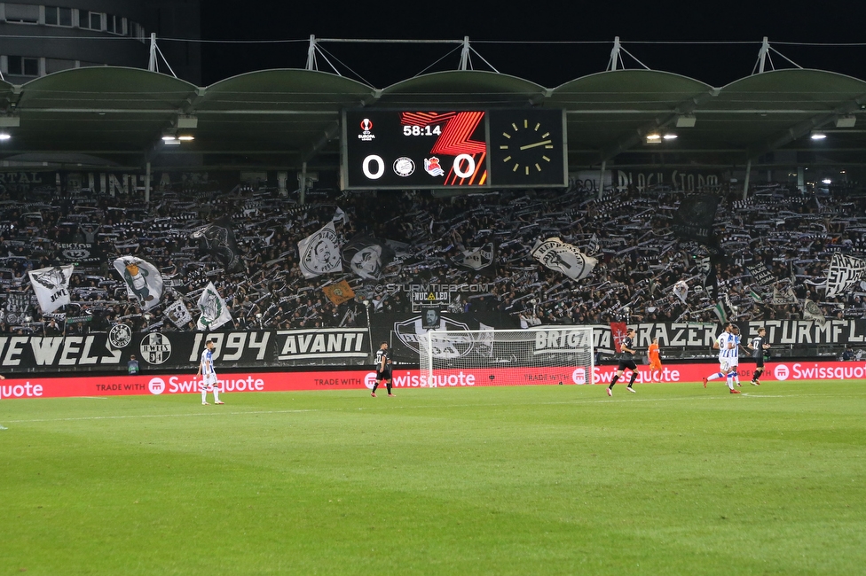 Sturm Graz - Real Sociedad
UEFA Europa League Gruppenphase 3. Spieltag, SK Sturm Graz - Real Sociedad, Stadion Liebenau, Graz, 21.10.2021. 

Foto zeigt Fans von Sturm
Schlüsselwörter: schals