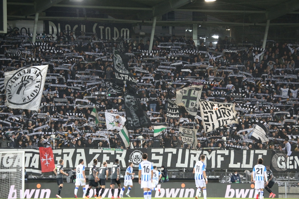 Sturm Graz - Real Sociedad
UEFA Europa League Gruppenphase 3. Spieltag, SK Sturm Graz - Real Sociedad, Stadion Liebenau, Graz, 21.10.2021. 

Foto zeigt Fans von Sturm
Schlüsselwörter: schals sturmflut