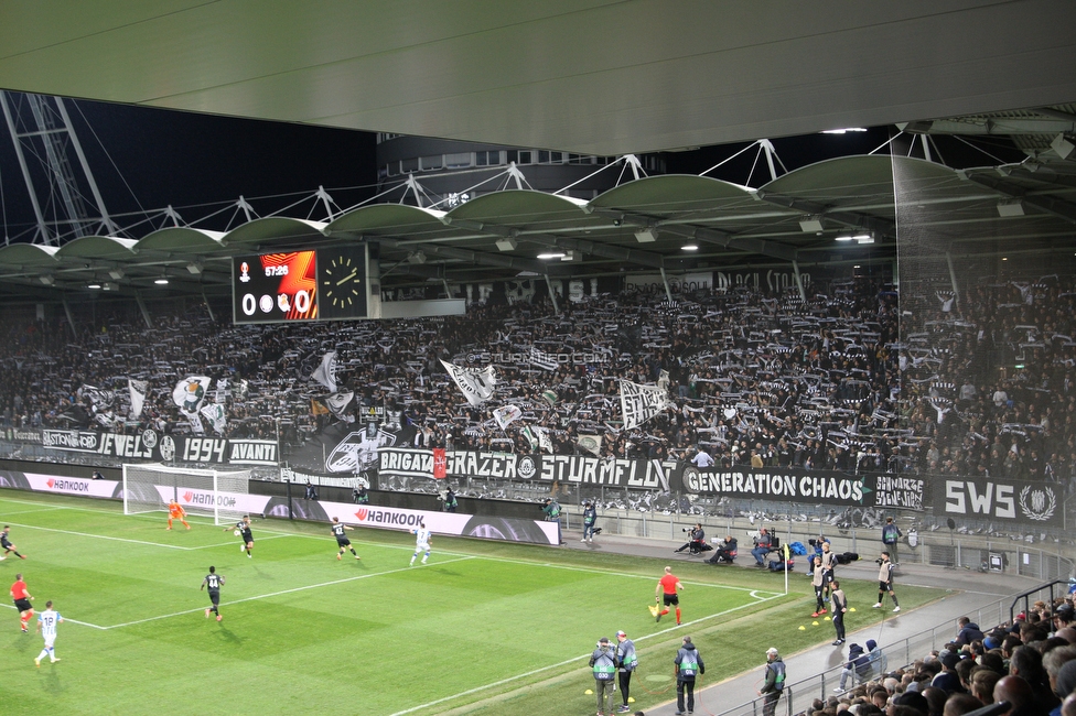 Sturm Graz - Real Sociedad
UEFA Europa League Gruppenphase 3. Spieltag, SK Sturm Graz - Real Sociedad, Stadion Liebenau, Graz, 21.10.2021. 

Foto zeigt Fans von Sturm
Schlüsselwörter: schals