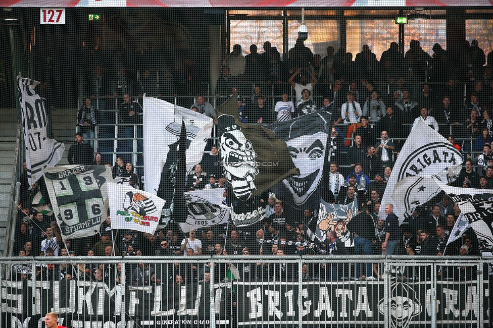 Salzburg - Sturm Graz
Oesterreichische Fussball Bundesliga, 12. Runde, FC RB Salzburg - SK Sturm Graz, Stadion Wals-Siezenheim, 24.10.2021. 

Foto zeigt Fans von Sturm
