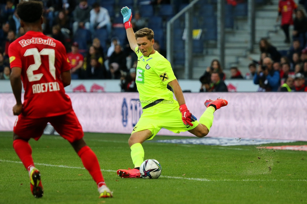 Salzburg - Sturm Graz
Oesterreichische Fussball Bundesliga, 12. Runde, FC RB Salzburg - SK Sturm Graz, Stadion Wals-Siezenheim, 24.10.2021. 

Foto zeigt Karim Adeyemi (Salzburg) und Joerg Siebenhandl (Sturm)
