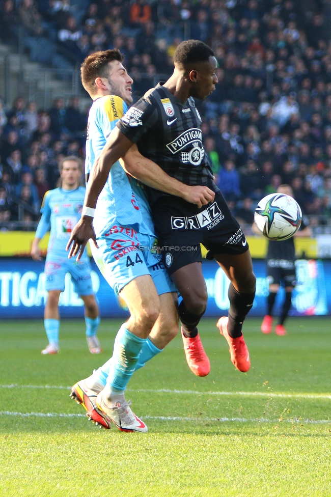 Sturm Graz - Wolfsberg
Oesterreichische Fussball Bundesliga, 13. Runde, SK Sturm Graz - Wolfsberger AC, Stadion Liebenau Graz, 31.10.2021. 

Foto zeigt Kelvin Yeboah (Sturm)
