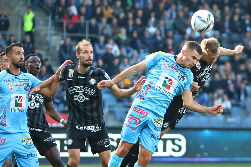 Sturm Graz - Wolfsberg
Oesterreichische Fussball Bundesliga, 13. Runde, SK Sturm Graz - Wolfsberger AC, Stadion Liebenau Graz, 31.10.2021. 

Foto zeigt Jon Gorenc-Stankovic (Sturm) und Jakob Jantscher (Sturm)
