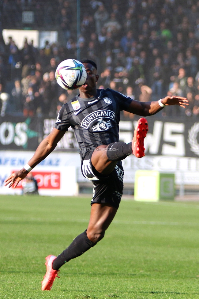 Sturm Graz - Wolfsberg
Oesterreichische Fussball Bundesliga, 13. Runde, SK Sturm Graz - Wolfsberger AC, Stadion Liebenau Graz, 31.10.2021. 

Foto zeigt Kelvin Yeboah (Sturm)
