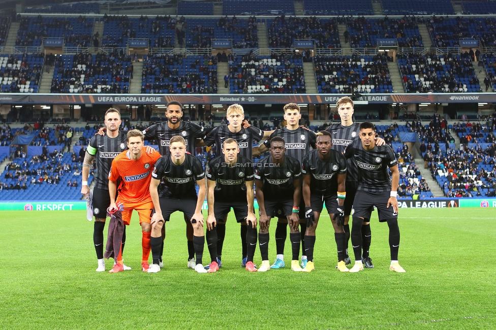 Real Sociedad - Sturm Graz
UEFA Europa League Gruppenphase 4. Spieltag, Real Sociedad - SK Sturm Graz, Reale Arena San Sebastian, 04.11.2021. 

Foto zeigt die Mannschaft von Sturm
