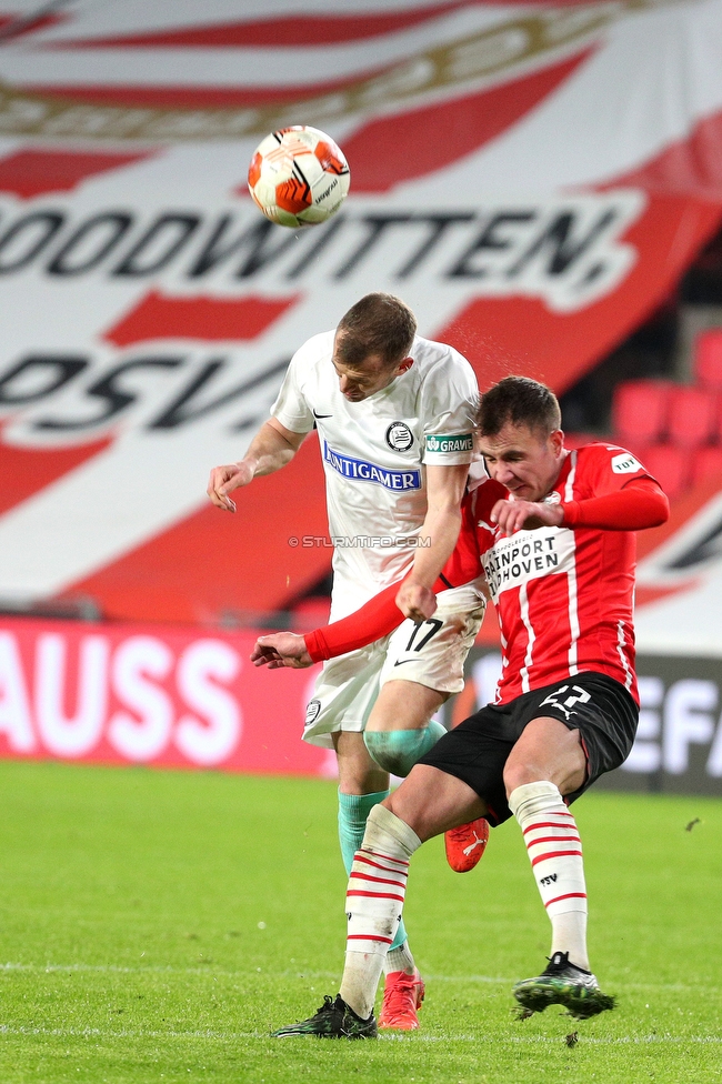 Eindhoven - Sturm Graz
UEFA Europa League Gruppenphase 5. Spieltag, PSV Eindhoven - SK Sturm Graz, Philips Stadion Eindhoven, 25.11.2021. 

Foto zeigt Lukas Jaeger (Sturm)
