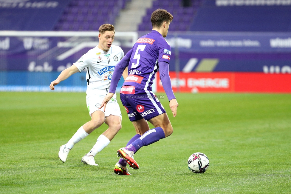 Austria Wien - Sturm Graz
Oesterreichische Fussball Bundesliga, 16. Runde, FK Austria Wien - SK Sturm Graz, Franz Horr Stadion Wien, 28.11.2021. 

Foto zeigt Alexander Prass (Sturm)
