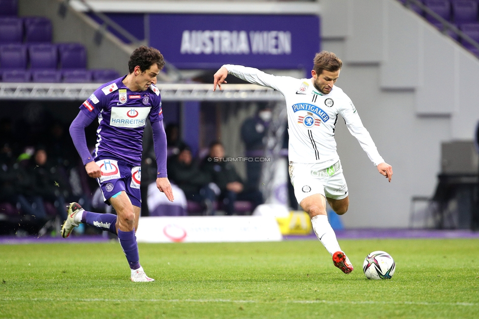 Austria Wien - Sturm Graz
Oesterreichische Fussball Bundesliga, 16. Runde, FK Austria Wien - SK Sturm Graz, Franz Horr Stadion Wien, 28.11.2021. 

Foto zeigt Andreas Kuen (Sturm)
