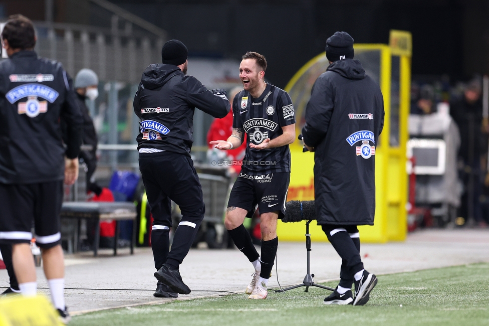 Sturm Graz - Admira Wacker
Oesterreichische Fussball Bundesliga, 17. Runde, SK Sturm Graz - FC Admira Wacker, Stadion Liebenau Graz, 04.12.2021. 

Foto zeigt Jakob Jantscher (Sturm)
Schlüsselwörter: torjubel