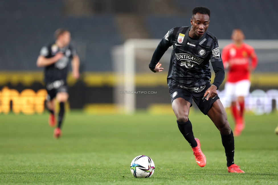 Sturm Graz - Admira Wacker
Oesterreichische Fussball Bundesliga, 17. Runde, SK Sturm Graz - FC Admira Wacker, Stadion Liebenau Graz, 04.12.2021. 

Foto zeigt Kelvin Yeboah (Sturm)
