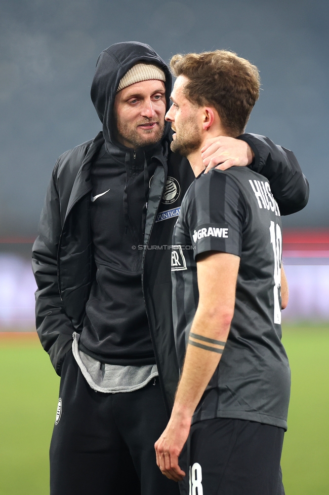 Sturm Graz - Monaco
UEFA Europa League Gruppenphase 6. Spieltag, SK Sturm Graz - AS Monaco, Stadion Liebenau Graz, 09.12.2021. 

Foto zeigt Jakob Jantscher (Sturm) und Philipp Huspek (Sturm)
