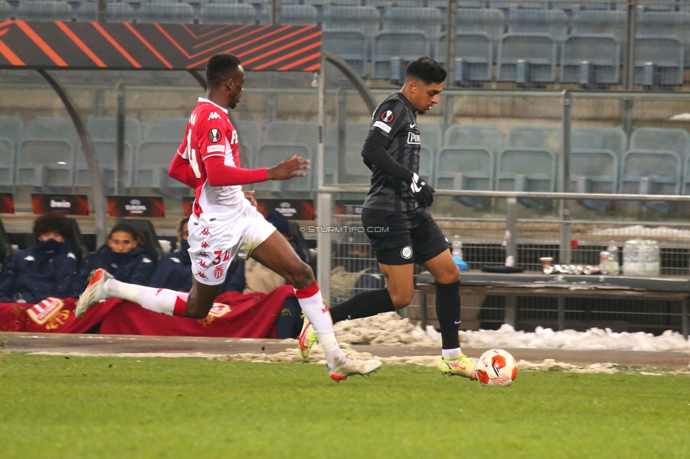 Sturm Graz - Monaco
UEFA Europa League Gruppenphase 6. Spieltag, SK Sturm Graz - AS Monaco, Stadion Liebenau Graz, 09.12.2021. 

Foto zeigt Manprit Sarkaria (Sturm)
