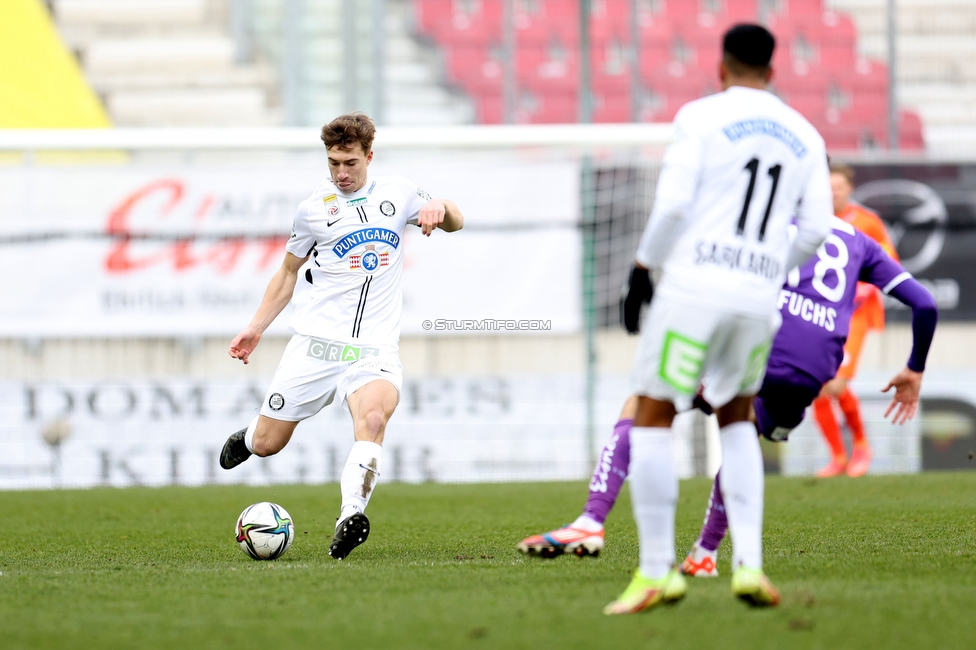 Austria Klagenfurt - Sturm Graz
Oesterreichische Fussball Bundesliga, 18. Runde, SK Austria Klagenfurt - SK Sturm Graz, Woerthersee Stadion Klagenfurt, 12.12.2021. 

Foto zeigt David Affengruber (Sturm) und Manprit Sarkaria (Sturm)
