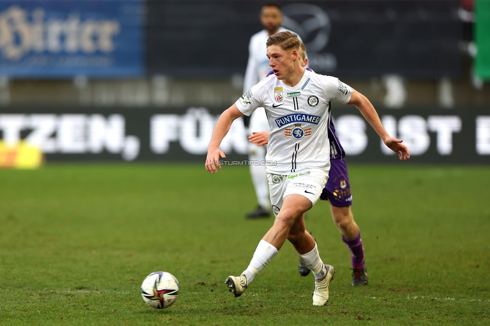 Austria Klagenfurt - Sturm Graz
Oesterreichische Fussball Bundesliga, 18. Runde, SK Austria Klagenfurt - SK Sturm Graz, Woerthersee Stadion Klagenfurt, 12.12.2021. 

Foto zeigt Alexander Prass (Sturm)
