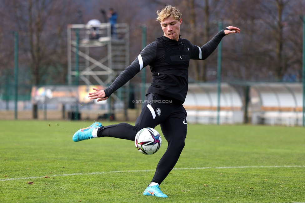 Sturm Graz - Radomlje
Testspiel, SK Sturm Graz - NK Radomlje, Sportlplatz Catez, 29.01.2022. 

Foto zeigt Rasmus Hoejlund (Sturm)
