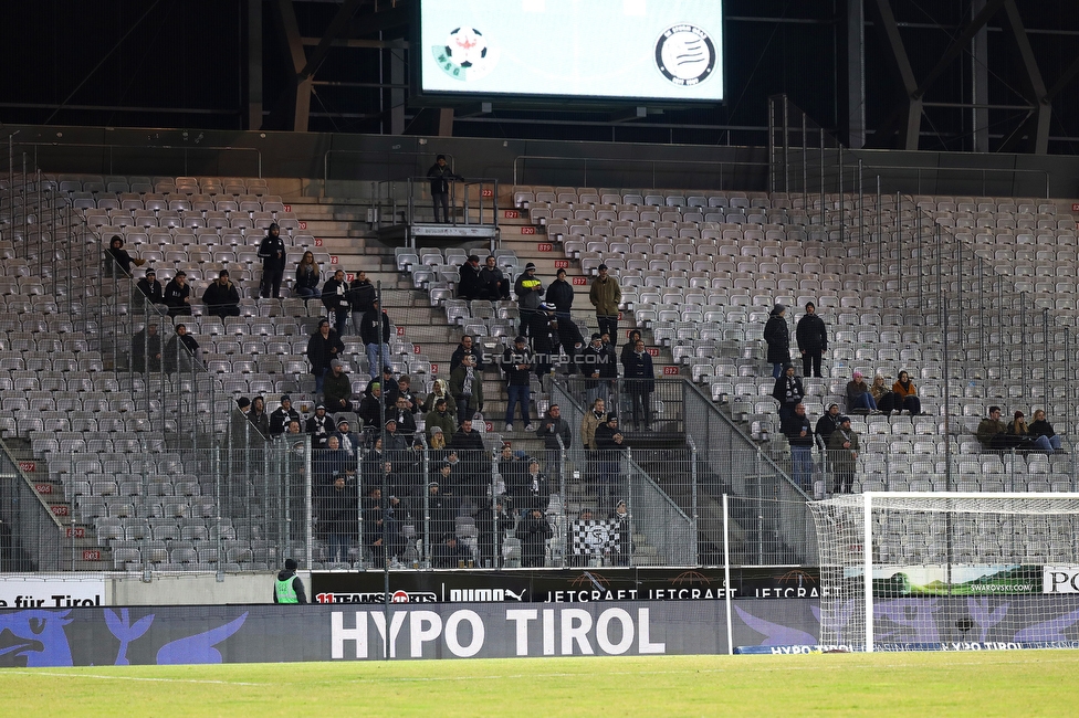 WSG Tirol - Sturm Graz
Oesterreichische Fussball Bundesliga, 19. Runde, WSG Tirol - SK Sturm Graz, Tivoli Neu Innsbruck, 12.02.2022. 

Foto zeigt Fans von Sturm
