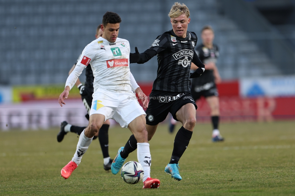 WSG Tirol - Sturm Graz
Oesterreichische Fussball Bundesliga, 19. Runde, WSG Tirol - SK Sturm Graz, Tivoli Neu Innsbruck, 12.02.2022. 

Foto zeigt Rasmus Hoejlund (Sturm)
