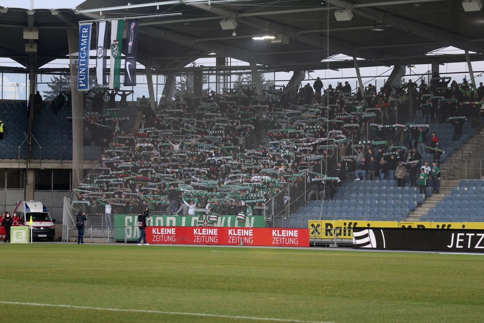 Sturm Graz - Rapid Wien
Oesterreichische Fussball Bundesliga, 20. Runde, SK Sturm Graz - SK Rapid Wien, Stadion Liebenau Graz, 20.02.2022. 

Foto zeigt Fans von Rapid
