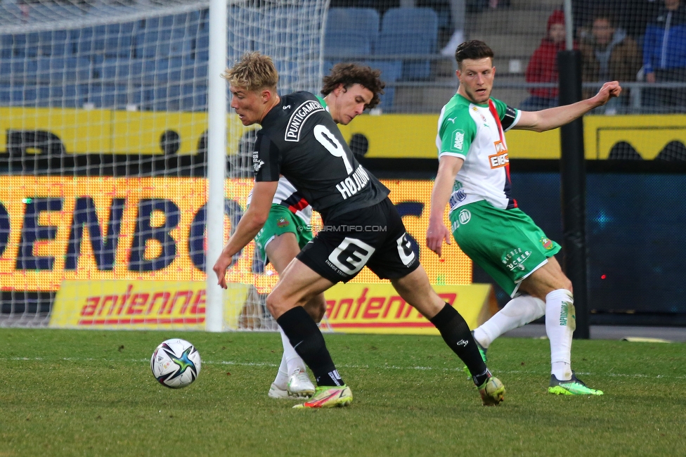 Sturm Graz - Rapid Wien
Oesterreichische Fussball Bundesliga, 20. Runde, SK Sturm Graz - SK Rapid Wien, Stadion Liebenau Graz, 20.02.2022. 

Foto zeigt Rasmus Hoejlund (Sturm)
