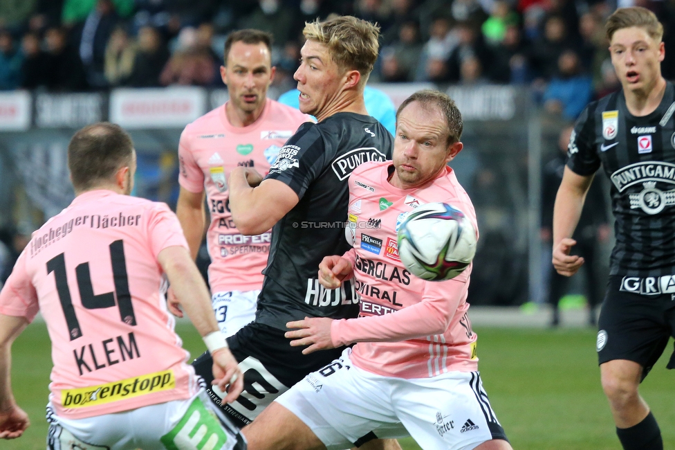 Sturm Graz - Hartberg
Oesterreichische Fussball Bundesliga, 21. Runde, SK Sturm Graz - TSV Hartberg, Stadion Liebenau Graz, 27.02.2022. 

Foto zeigt Rasmus Hoejlund (Sturm)
