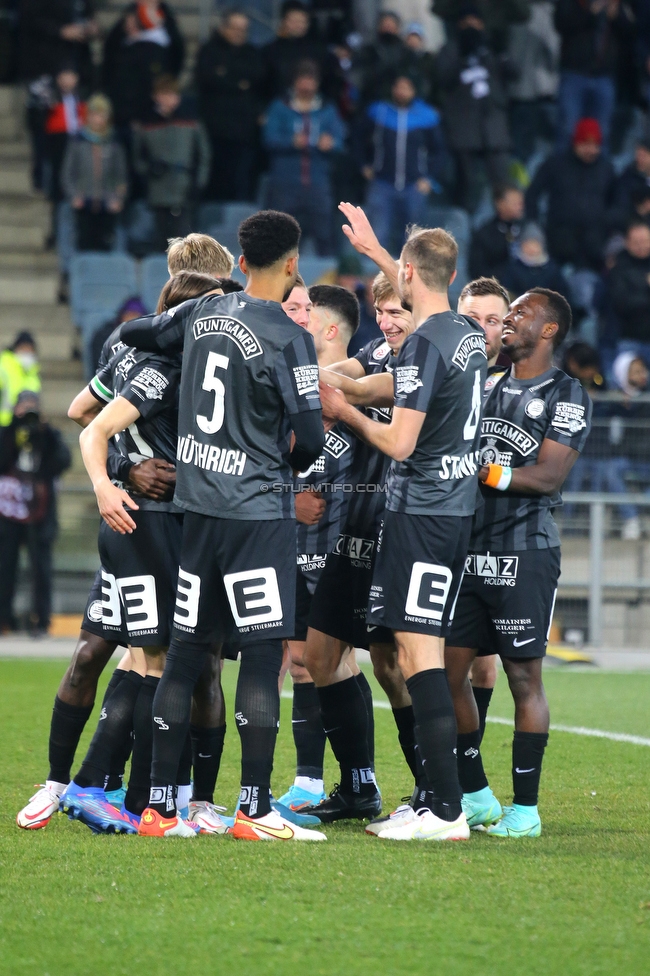 Sturm Graz - Hartberg
Oesterreichische Fussball Bundesliga, 21. Runde, SK Sturm Graz - TSV Hartberg, Stadion Liebenau Graz, 27.02.2022. 

Foto zeigt die Mannschaft von Sturm
Schlüsselwörter: torjubel