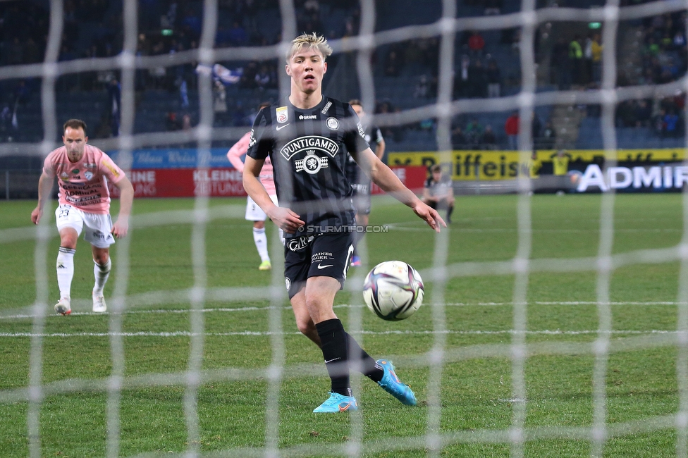 Sturm Graz - Hartberg
Oesterreichische Fussball Bundesliga, 21. Runde, SK Sturm Graz - TSV Hartberg, Stadion Liebenau Graz, 27.02.2022. 

Foto zeigt Rasmus Hoejlund (Sturm)
Schlüsselwörter: elfmeter