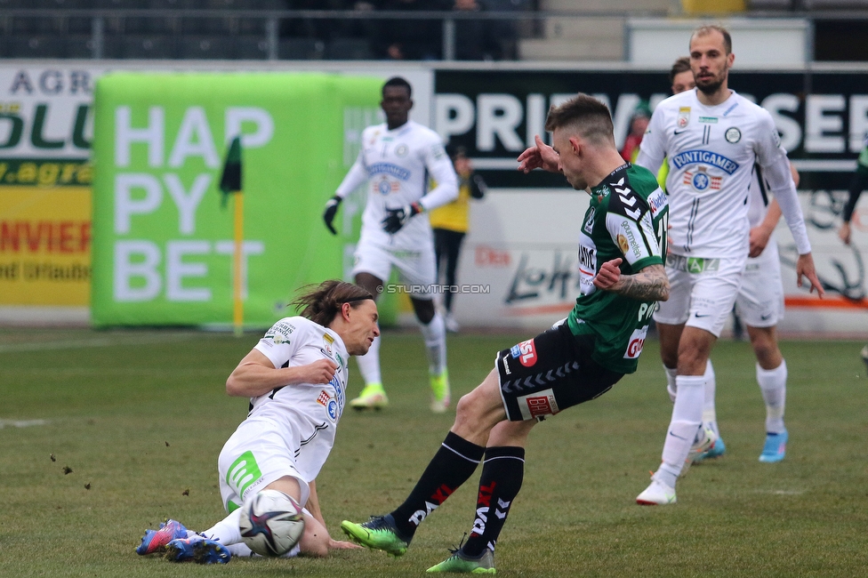 Ried - Sturm Graz
Oesterreichische Fussball Bundesliga, 22. Runde, SV Ried - SK Sturm Graz, Arena Ried, 06.03.2022. 

Foto zeigt Stefan Hierlaender (Sturm)
