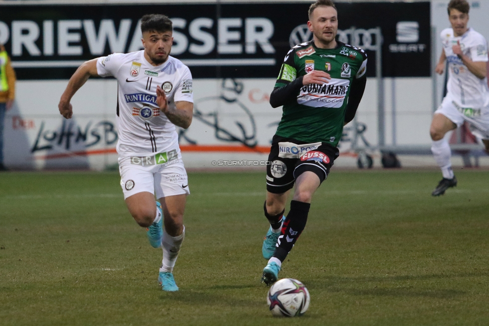 Ried - Sturm Graz
Oesterreichische Fussball Bundesliga, 22. Runde, SV Ried - SK Sturm Graz, Arena Ried, 06.03.2022. 

Foto zeigt Jusuf Gazibegovic (Sturm)
